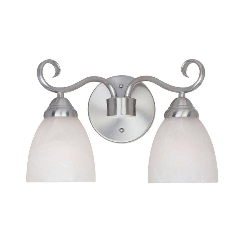 Designers Fountain Stratton 2 Light Satin Platinum Wall Mount Vanity Designers Fountain Stratton 2 Light Satin Platinum Wall Mount Vanity