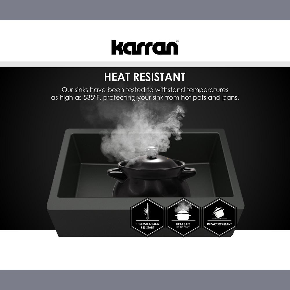 Karran QT-610 Drop-In Quartz Composite 33 in 1-Hole 60//40 Double Bowl Kitchen Sink Kit in Grey