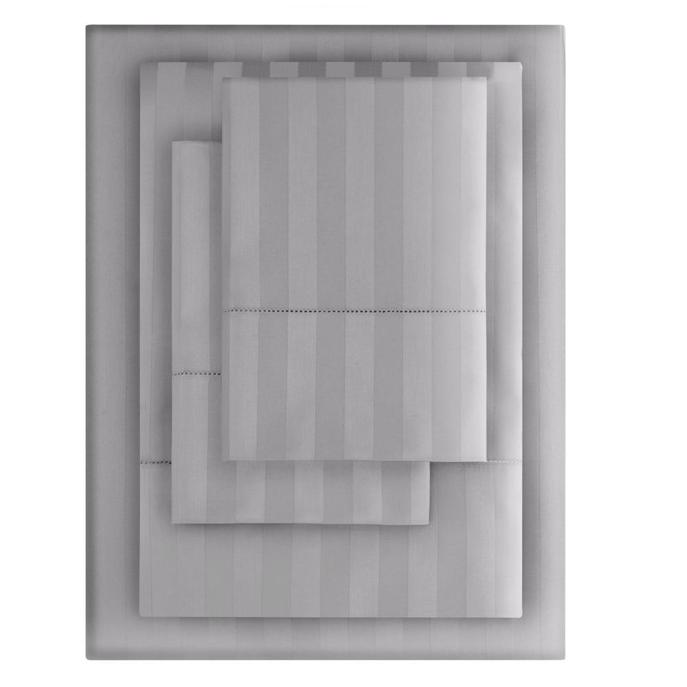 Home Decorators Collection 500 Thread Count Egyptian Cotton Sateen 3 500 Thread Count Egyptian Cotton Sateen 3 Piece King Duvet Cover Set In Stone Gray Damask