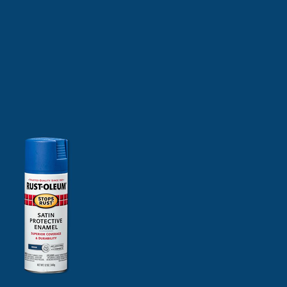 Rust-Oleum Stops Rust 12 oz. Protective Enamel Satin Indigo Spray Paint ...