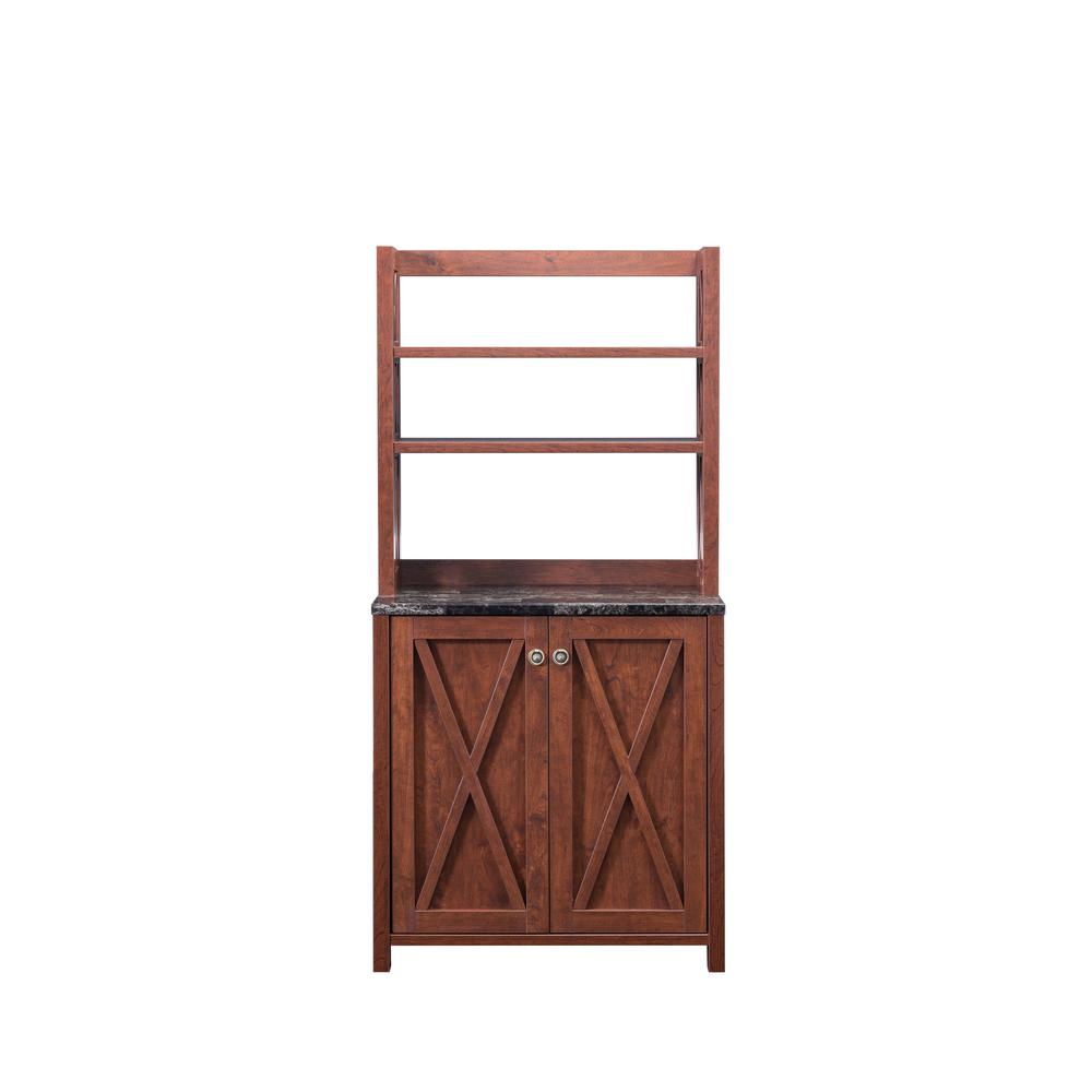 Furniture of America Rubino Vintage Walnut Baker Rack With Double Doors