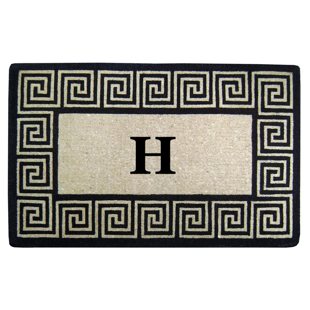 Nedia Home 30 In X 48 In Greek Key Heavy Duty Coco Monogrammed H Door Mat