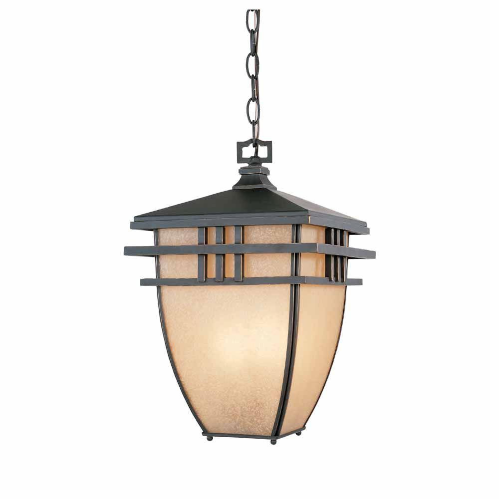 World Imports 10.75 in. Aged Bronze Patina Outdoor Hanging Light with