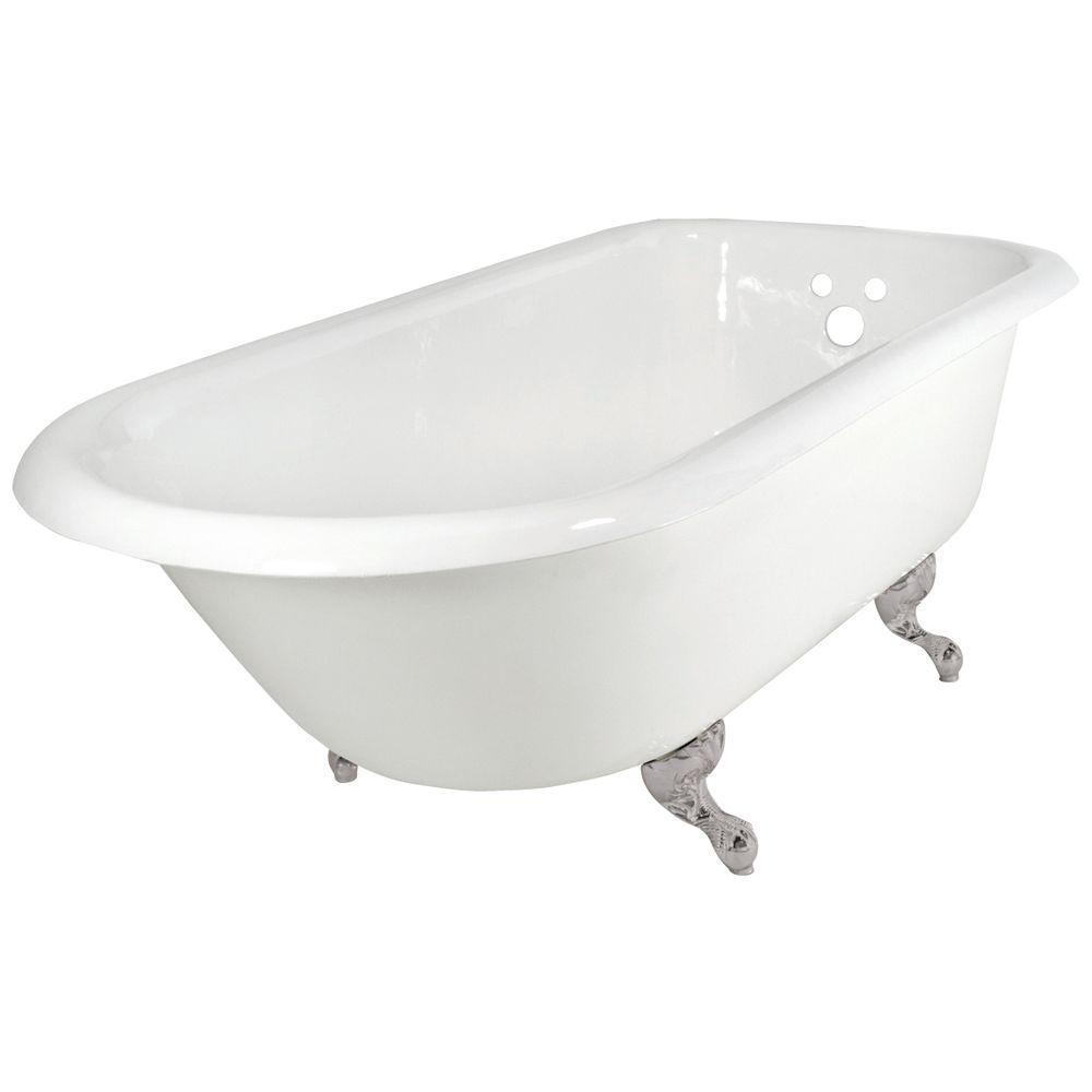 Elizabethan Classics 67 in. Roll Top Cast Iron Tub Wall Faucet Holes in