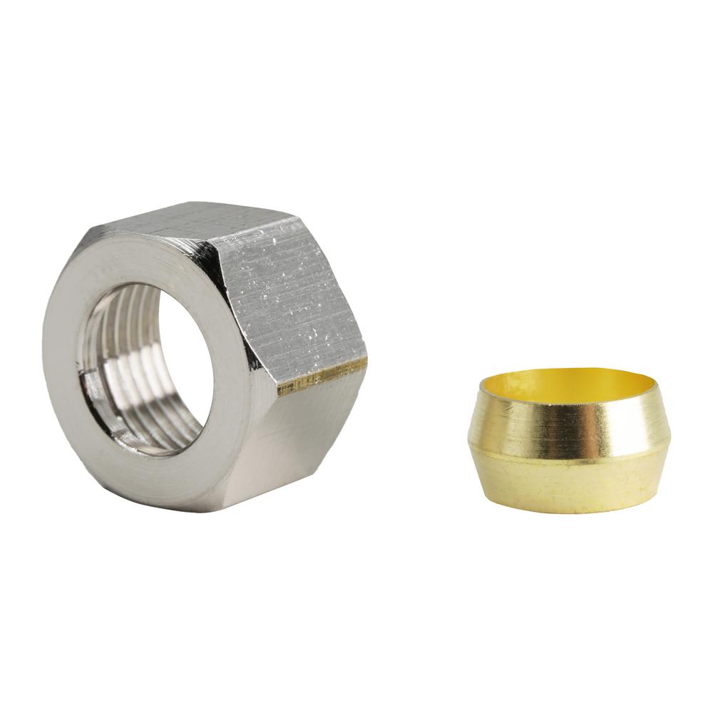 Everbilt 3/8 in. ChromePlated Brass Compression Nuts and Brass Sleeve