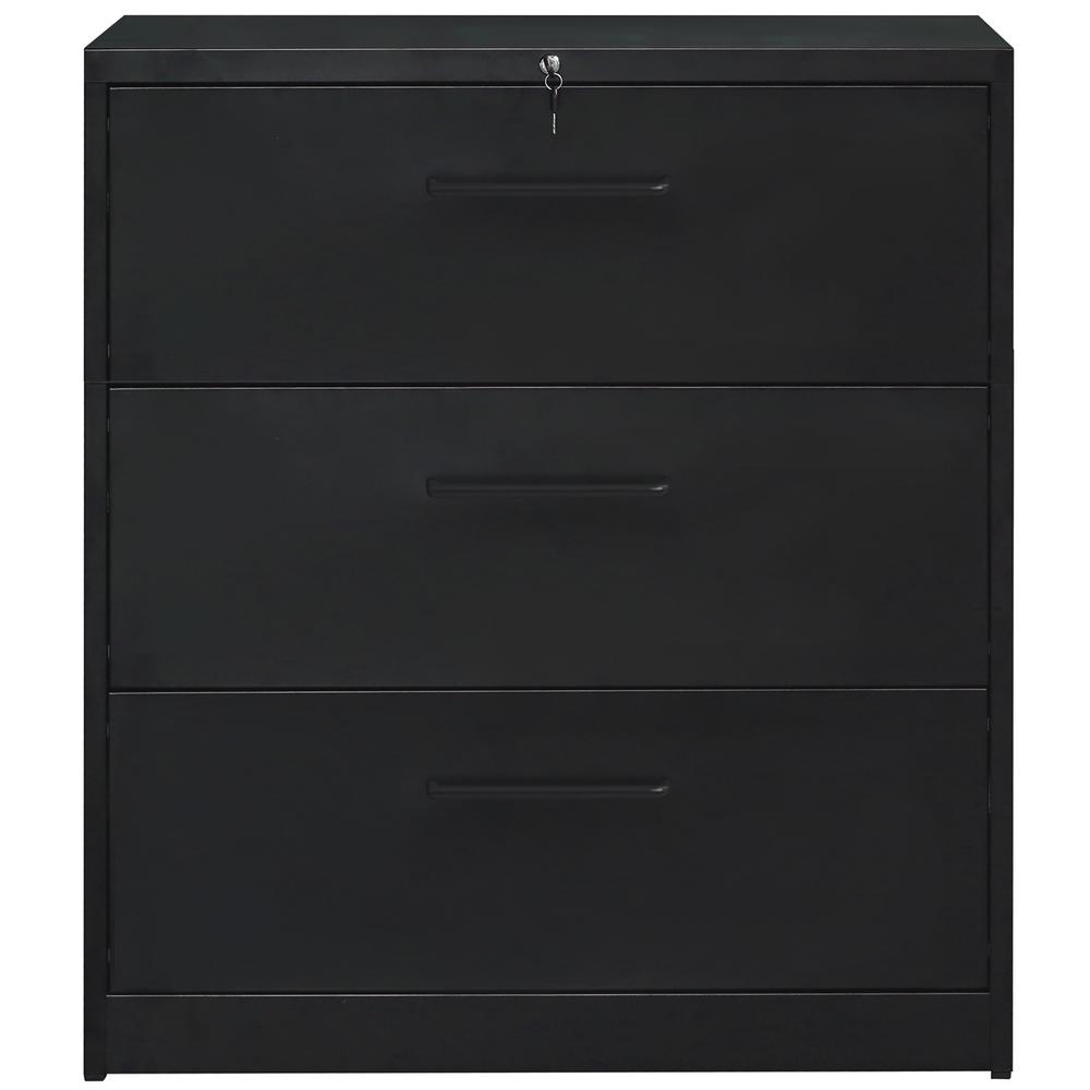 Merax Black Lockable Heavy Duty Lateral File Cabinet With 3