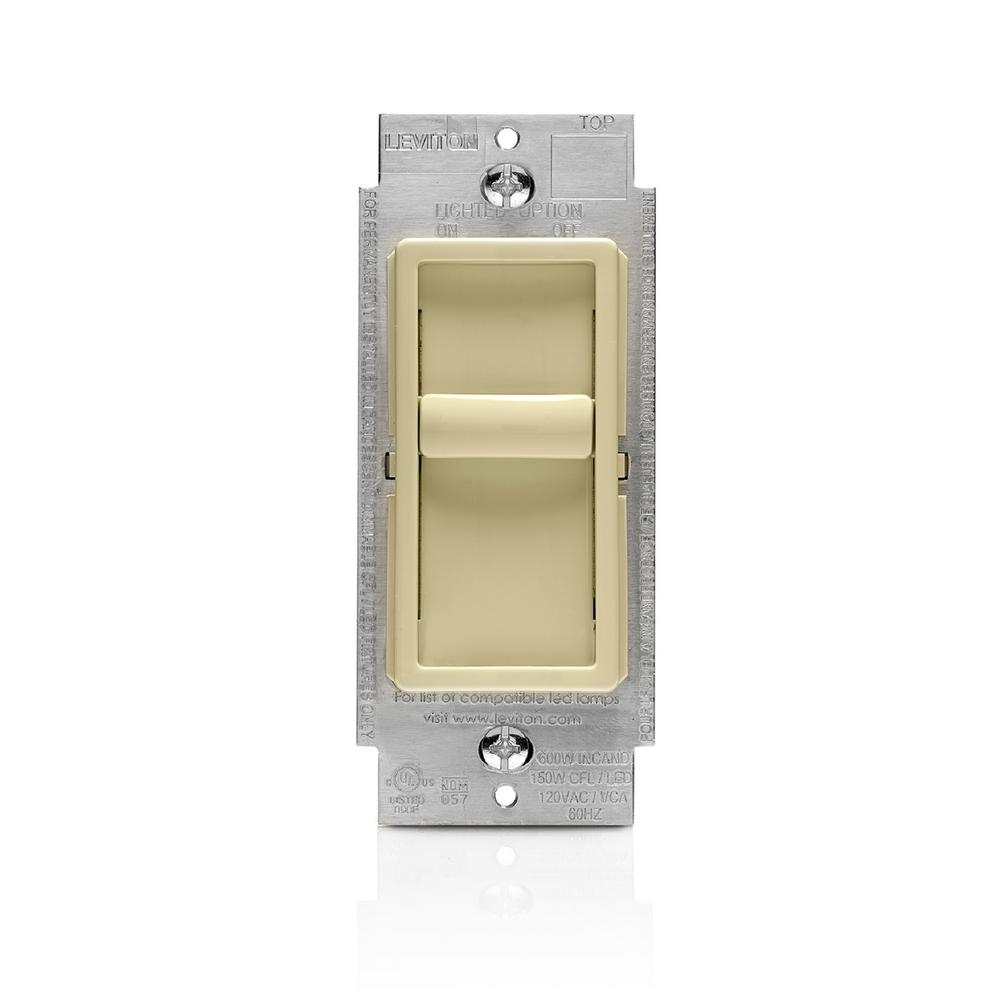 Leviton SureSlide Universal 150Watt LED/CFL Incandescent SlideToOff Dimmer, Ivory66721LI
