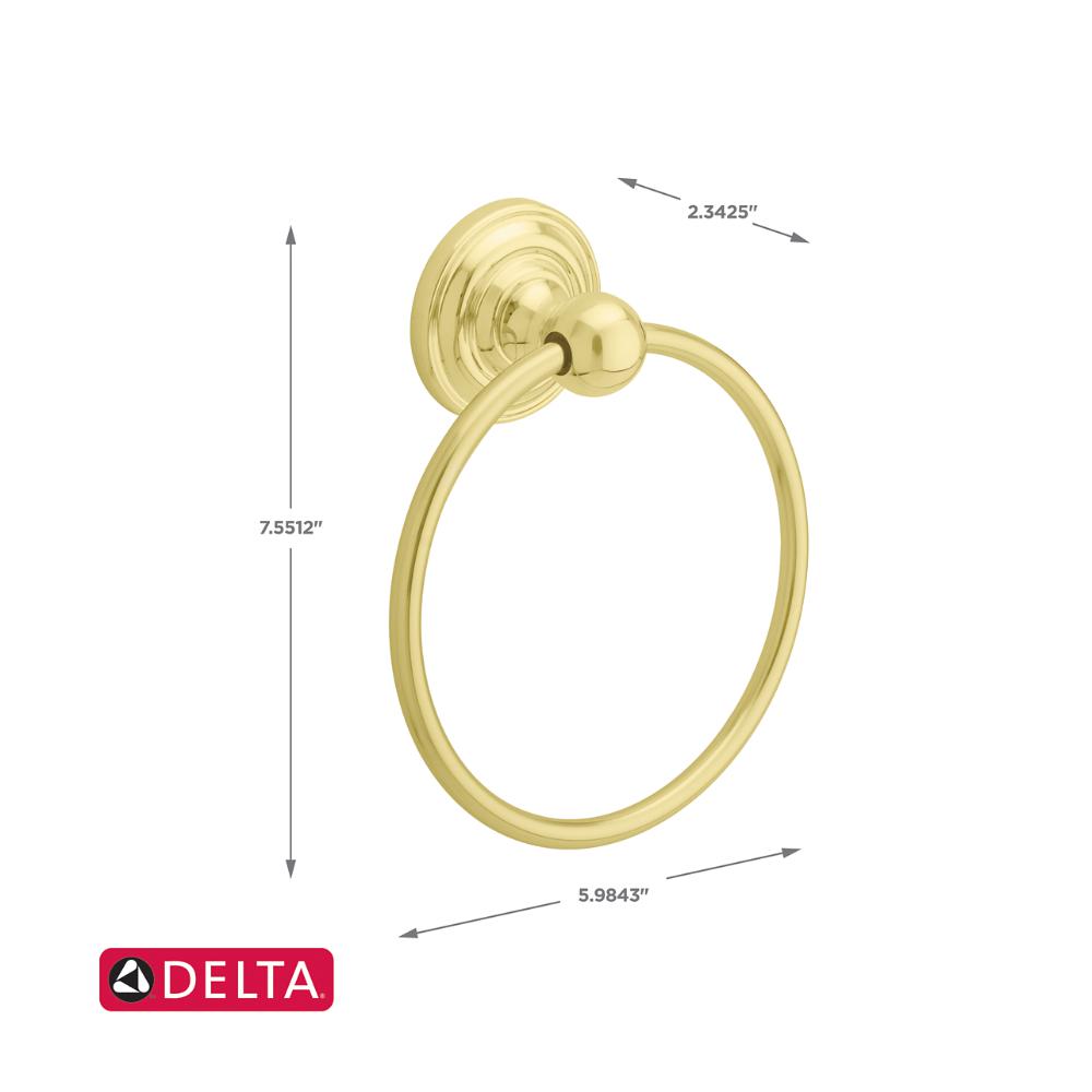 BRASS TOWEL RING 156mm DIAMETER POLISHED CHROME FINISH