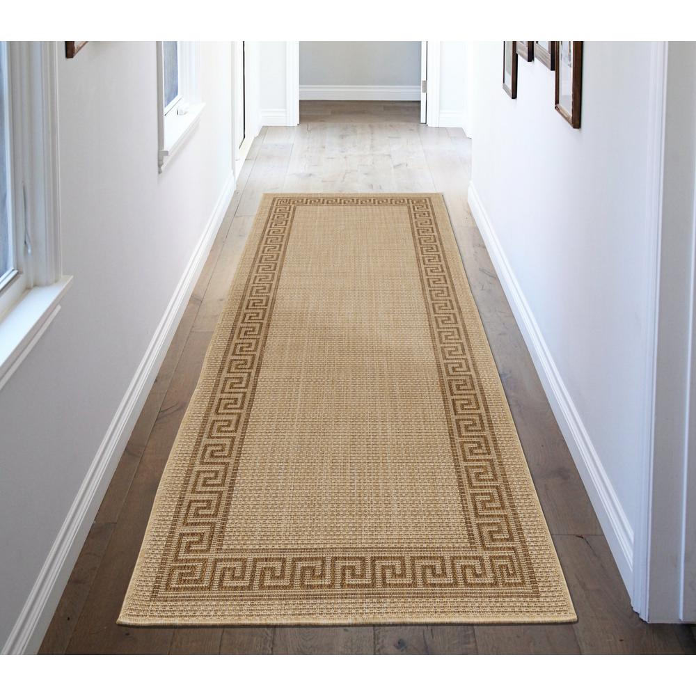 Ottomanson Jardin Collection Bordered Design Natural Beige 3 ft. x 7 ft