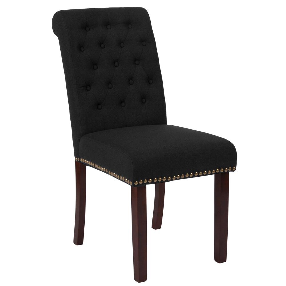 HomeSullivan Whitmire Black Cowhide Fabric Parsons Dining Chair (Set of