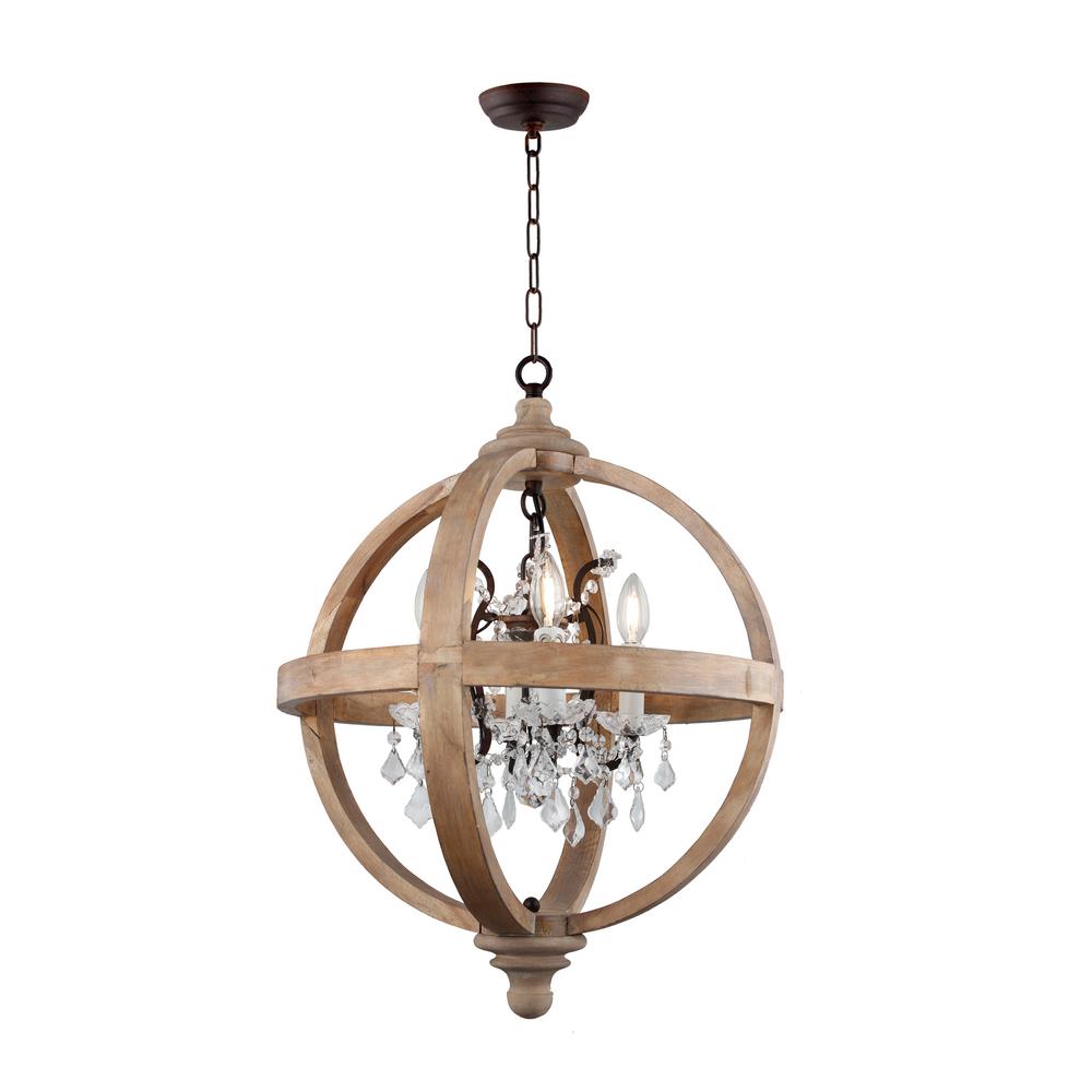 Globe Wood Chandeliers Lighting The Home Depot