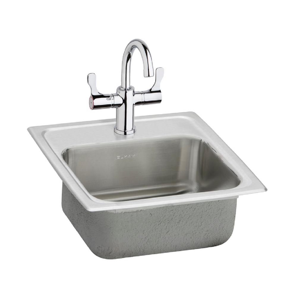 Elkay Lustertone DropIn Stainless Steel 15 in. 1Hole Bar SinkBLR151