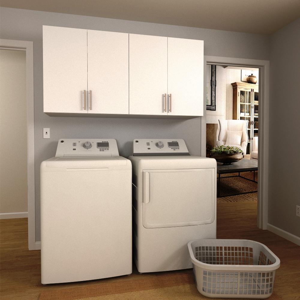 60 In White Laundry Room Cabinet Kit Storage Organizer Bathroom Shelves Melamine  eBay