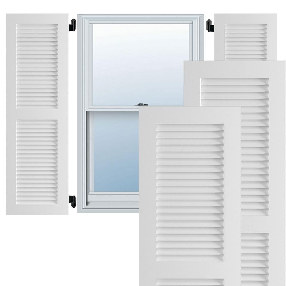 Ekena Millwork LL1S12X07500TG Lifetime Vinyl Standard Cathedral Top Center Mullion with Open Louver Shutters Tuxedo Grey 12 x 75