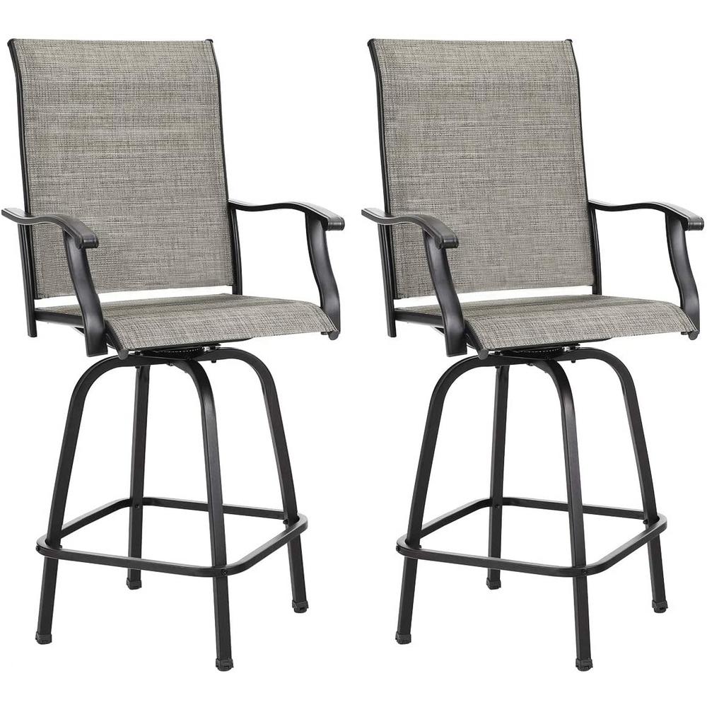 Unbranded Swivel Metal Frame Outdoor Bar Stools Height Patio Chairs All