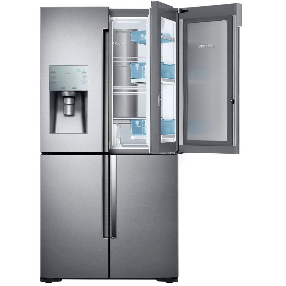 Samsung 22.1 cu. ft. 4-Door Flex Food Showcase French Door Refrigerator in Stainless Steel, Counter Depth, Fingerprint Resistant Stainless Steel was $3777.0 now $2598.0 (31.0% off)