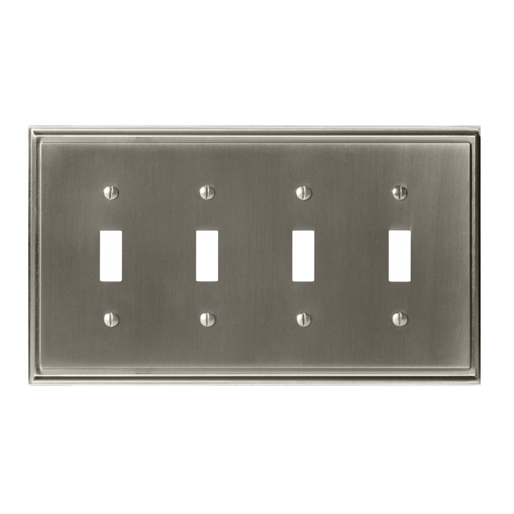 Amerock Mulholland 4-Toggle Wall Plate, Satin Nickel ...