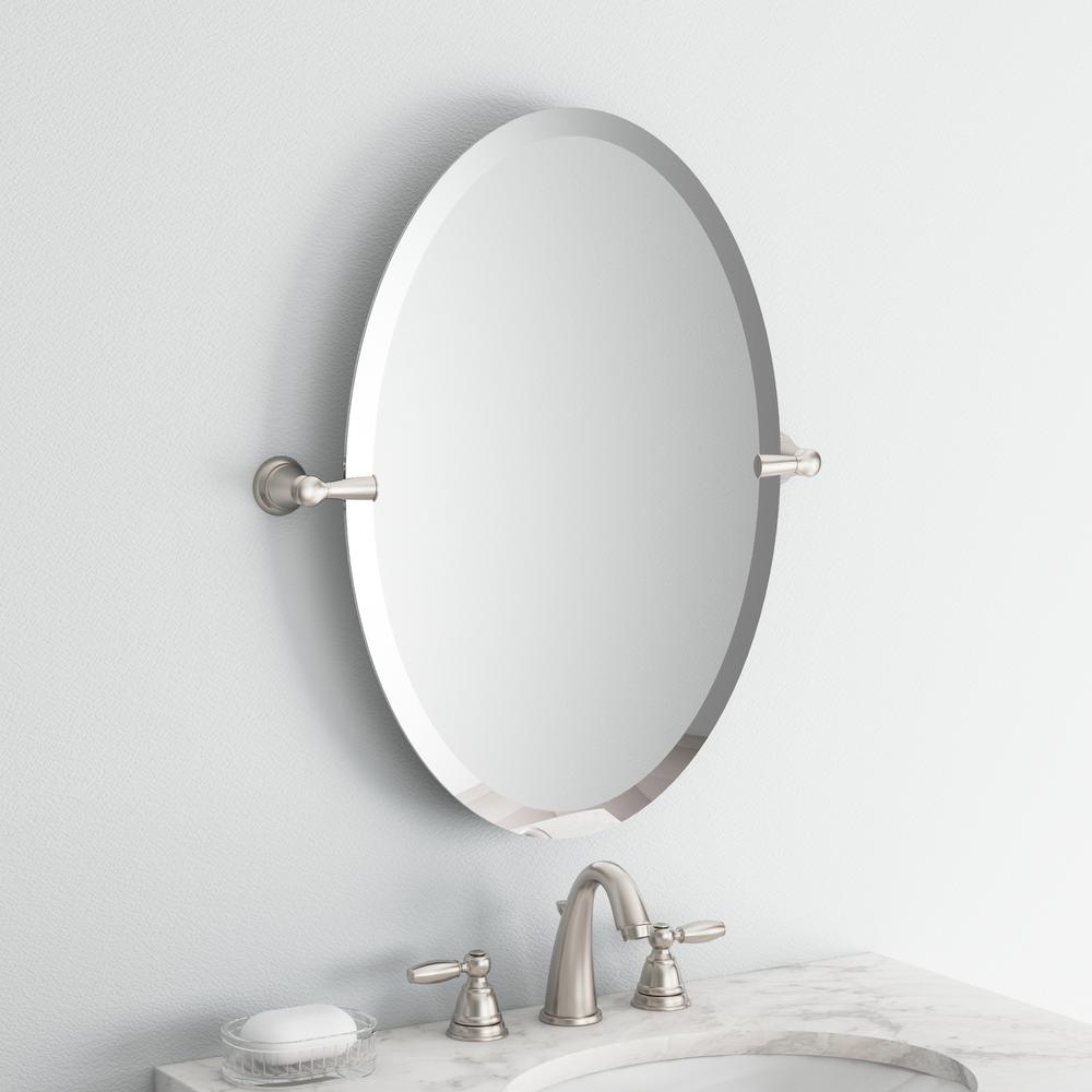 Frameless Pivoting Wall Mirror, Brushed Nickel Vanity Mirrors