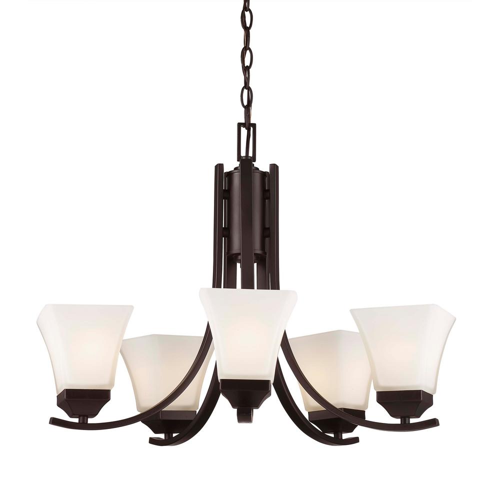 Bel Air Lighting Cameo 5 Light Rubbed Oil Bronze Chandelier With Bel Air Lighting Cameo 5 Light Rubbed Oil Bronze Chandelier With Frosted Shades
