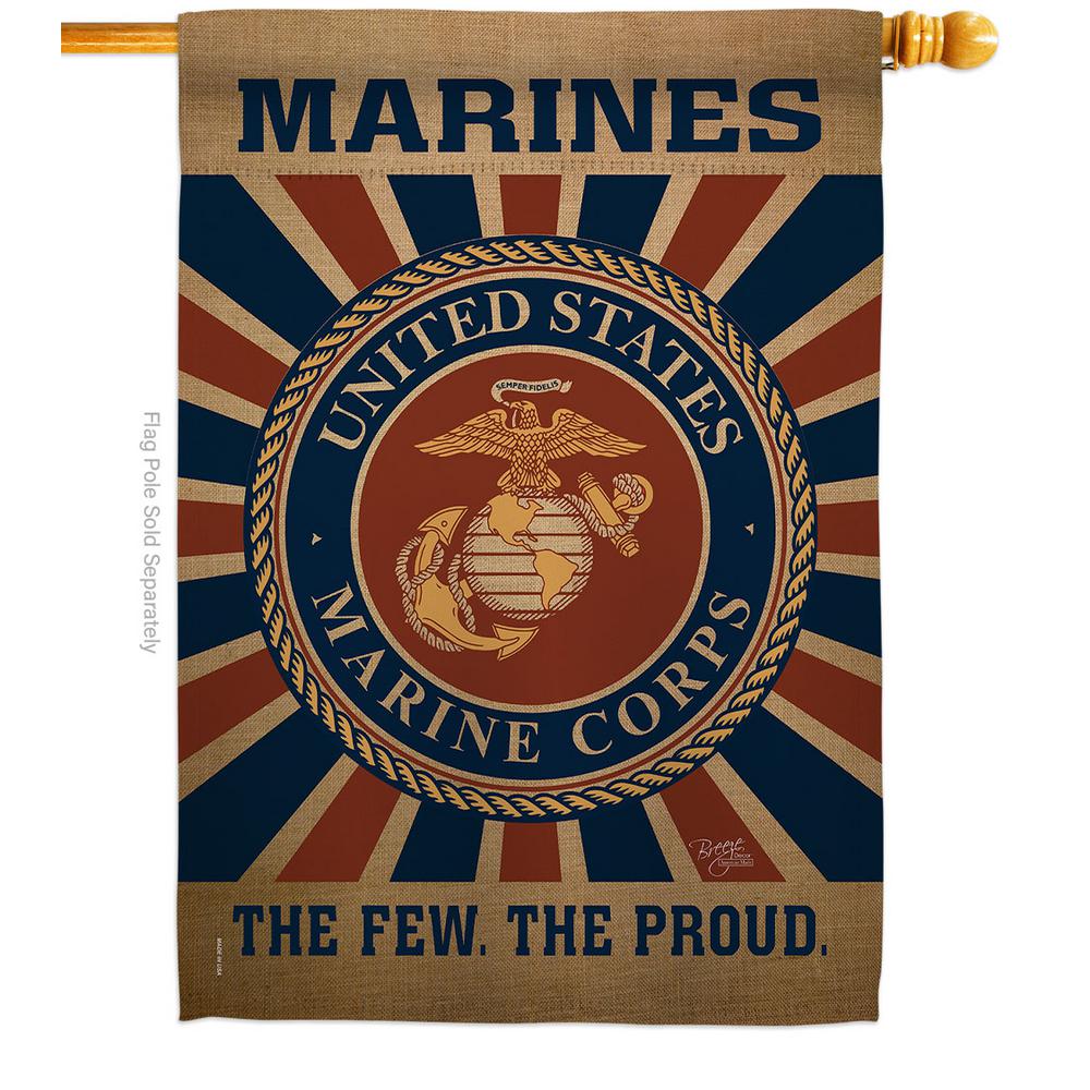 Breeze Decor 28 in. x 40 in. Marine Corps House Flag Double-Sided Armed