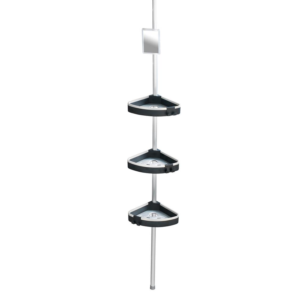 Wenko Telescopic Tension Mounted Corner Shelf Wave 22827100 The Telescopic Tension Mounted Corner Shelf Wave