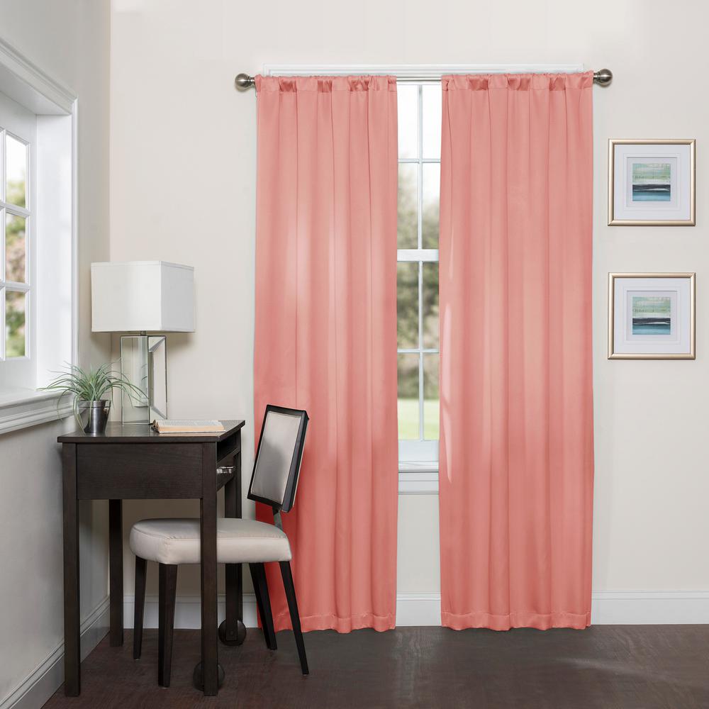 Eclipse Darrell Blackout Window Curtain Panel In Coral 37 In W