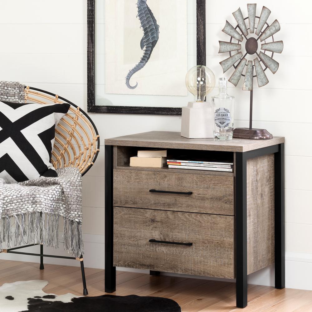 oak weathered nightstand shore south munich drawer nightstands drawers homedepot