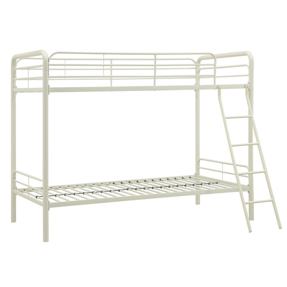 Dhp Elen White Twin Metal Bunk Bed De40091 The Home Depot Dhp Elen White Twin Metal Bunk Bed