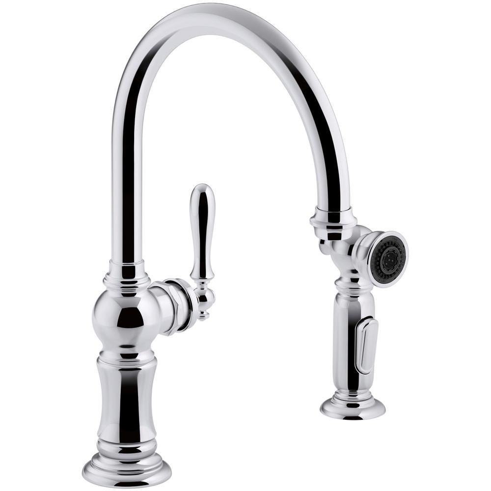 KOHLER Artifacts Single Handle Kitchen Faucet With Swing Spout And