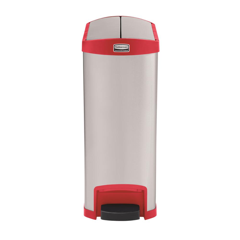 Rubbermaid Commercial Products Slim Jim Step-On 13 Gal. Red Stainless Steel End... by Rubbermaid Commercial Products