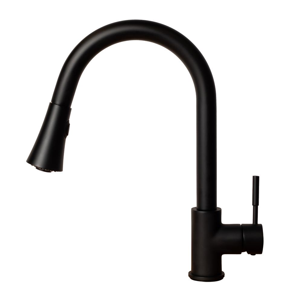 Zline Kitchen And Bath Edison Single Handle Pull Down Sprayer Faucet In Matte Black