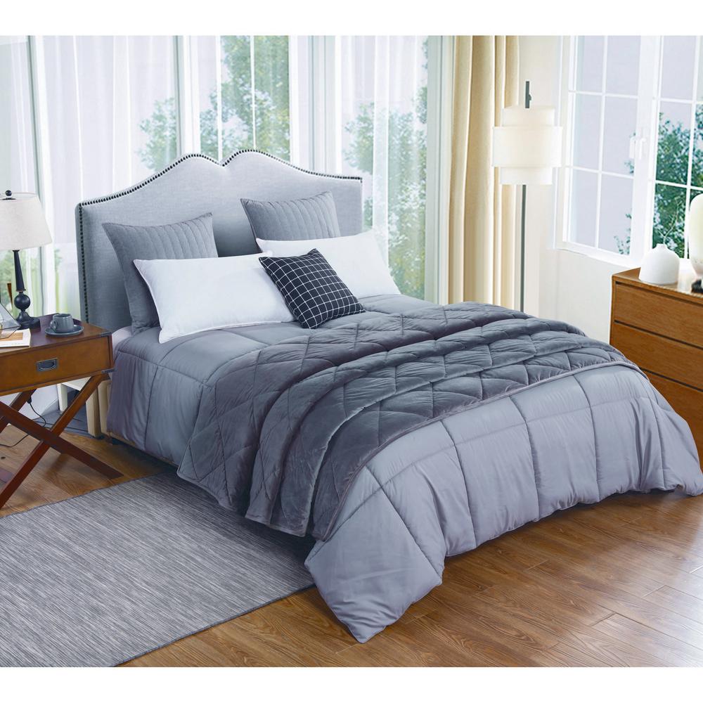 St James Home Microfiber King Dark Gray Comforter And Velvet