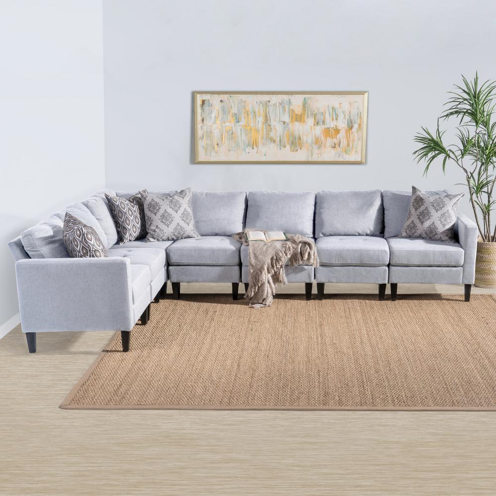 Le House 7 Piece Light Gray Tufted Fabric Sectional 13866 The Light Gray Tufted Fabric Sectional