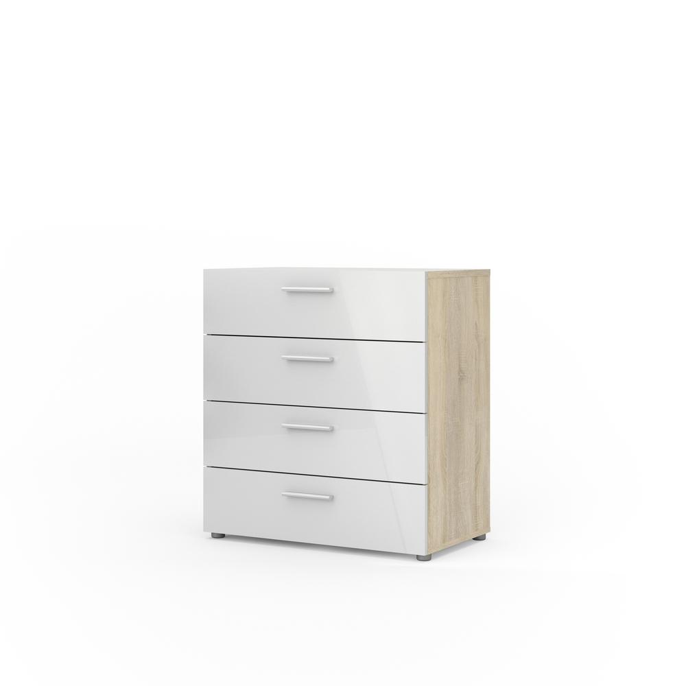 Tvilum Austin 4 Drawer Oak Structure White High Gloss Chest Of