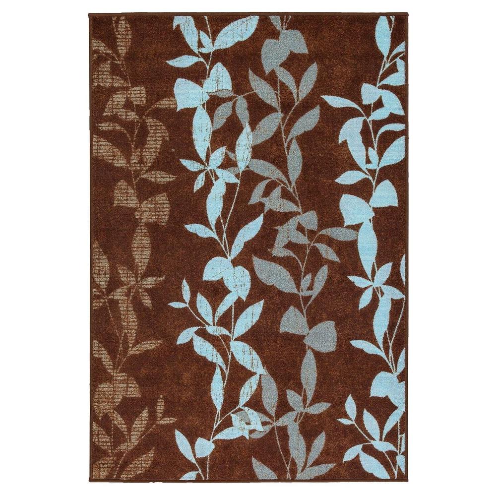 Ottomanson Prestige Collection Contemporary Leaves Design Brown 3 ft. 3