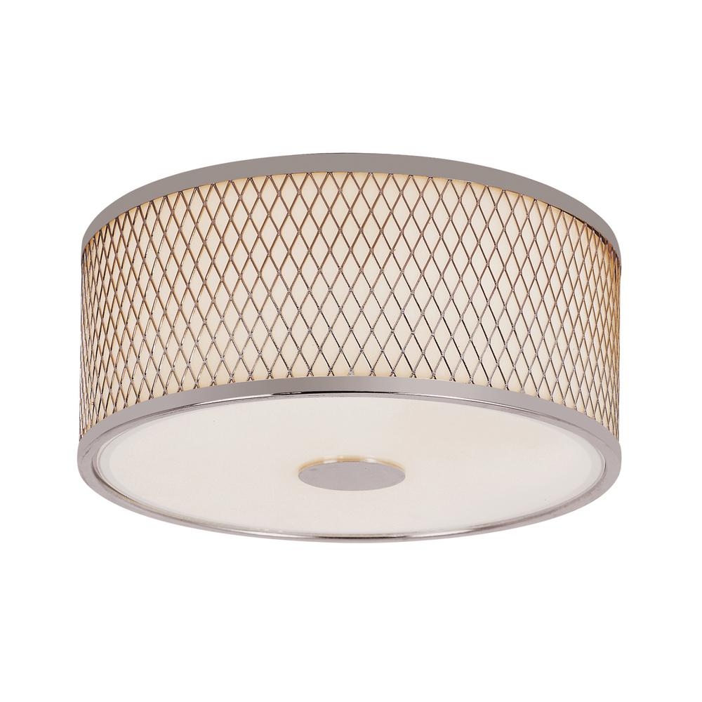 Bel Air Lighting Cardiff Polished Chrome 2 Light Flush Mount With White Acrylic Drum Shade Bel Air Lighting Cardiff Polished Chrome 2 Light Flush Mount With White Acrylic Drum Shade