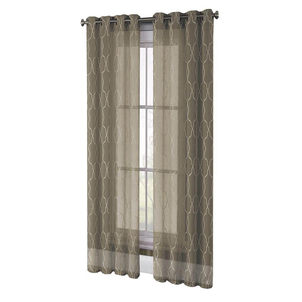 Window Elements Sheer Boho Embroidered Sheer Faux Linen 96 In L