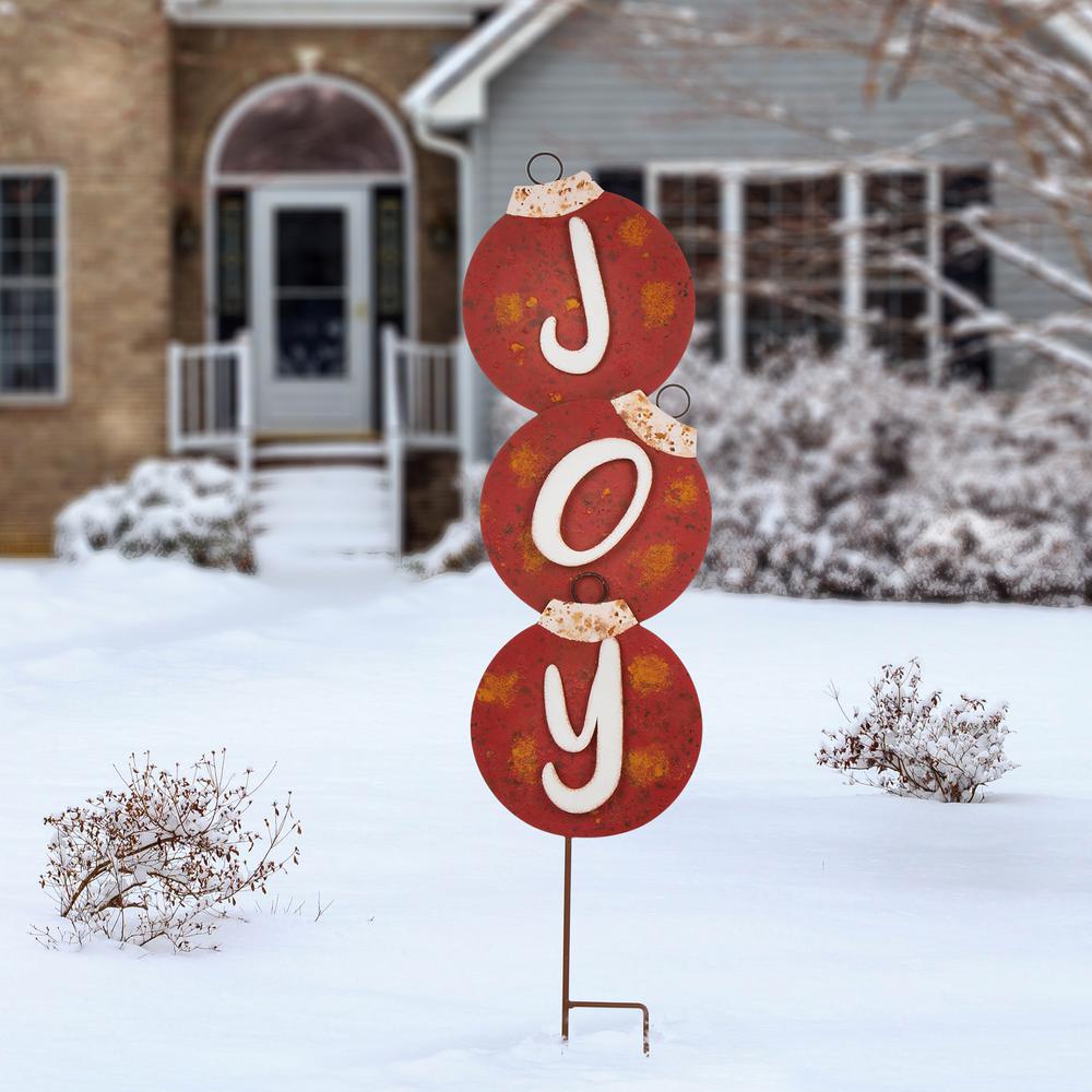 Glitzhome Set of 2 Rusty Metal Joy /& Noel Yard Stakes Welcome Sign Christmas Ornaments Garden Lawn Patio Decor for Outdoor Stake Indoor Wall D/écor 36 H
