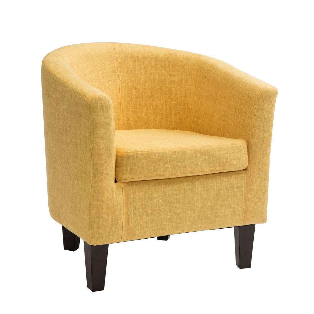 Solid Removable Cushions Yellow Accent Chairs The Antonio Yellow Fabric Tub Chair