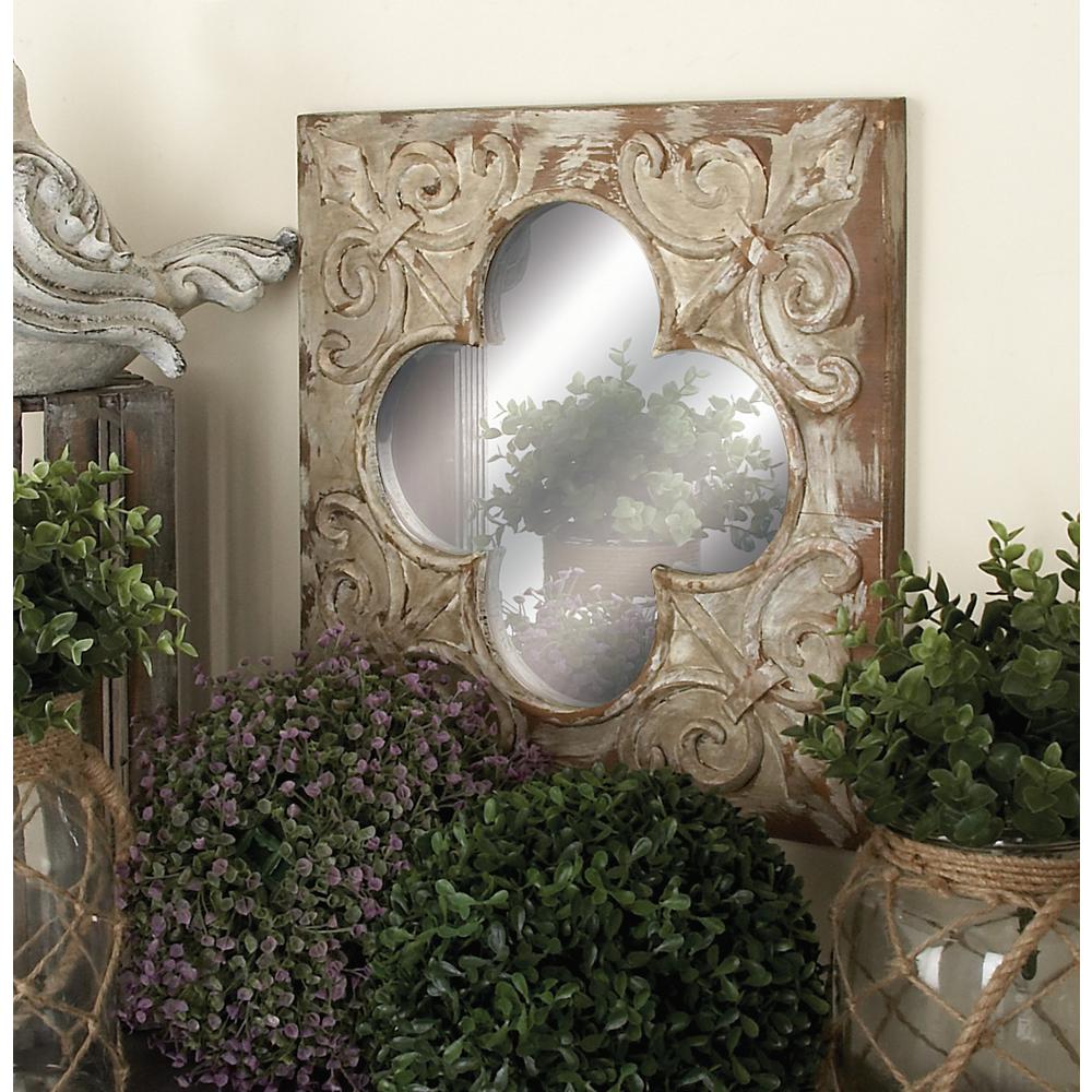Scalloped Edged Red Beige And Green With Rust Wall Mirrors Set Of 3