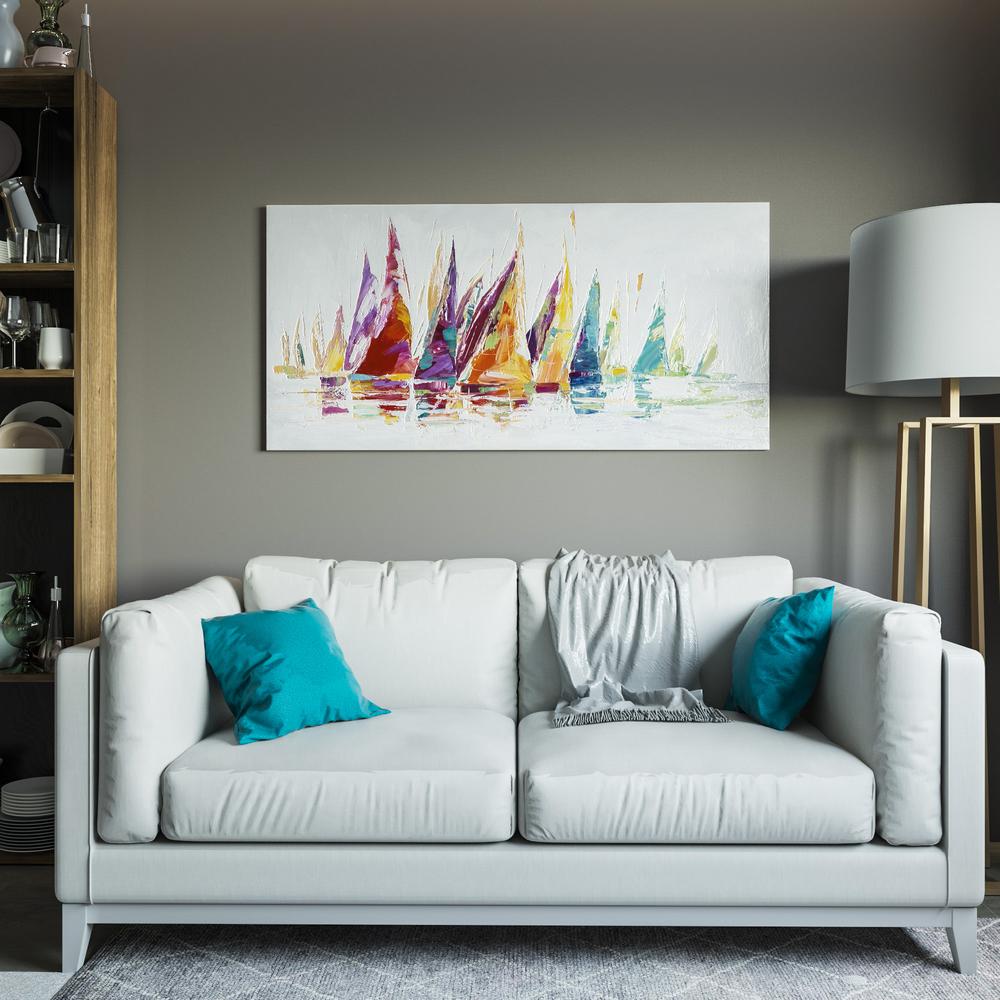 27 6 In X 55 2 Rainbow Afloat Hand Painted Canvas Wall Art 27 6 In X 55 2 Rainbow Afloat Hand Painted Canvas Wall Art