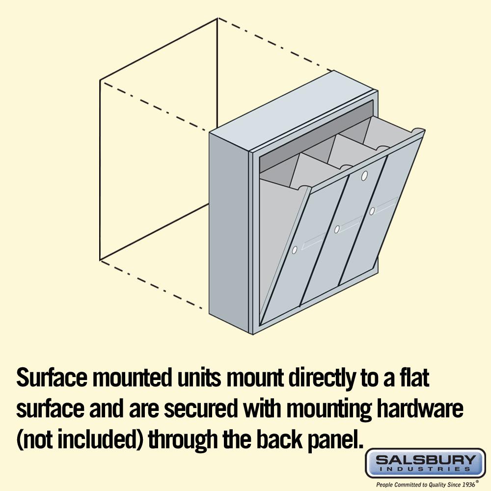 Aluminum Salsbury Industries 3504ASU Surface Mounted Vertical Mailbox with 4 Doors and USPS Access