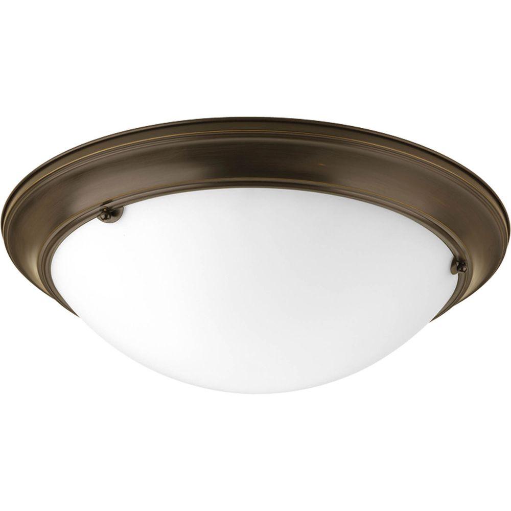 Progress Lighting Eclipse 3Light Antique Bronze Flushmount with Satin