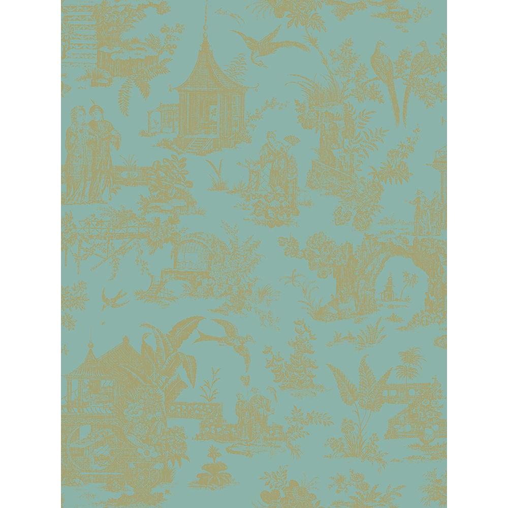 Beacon House Zen Garden Turquoise Toile Wallpaper Sample