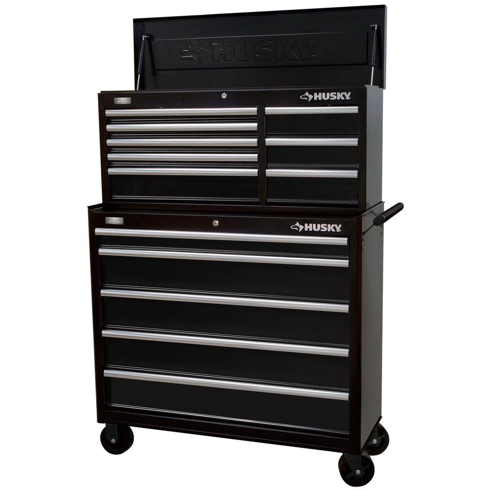 Husky 41 In 13 Drawer Tool Chest And Rolling Tool Cabinet Set Black