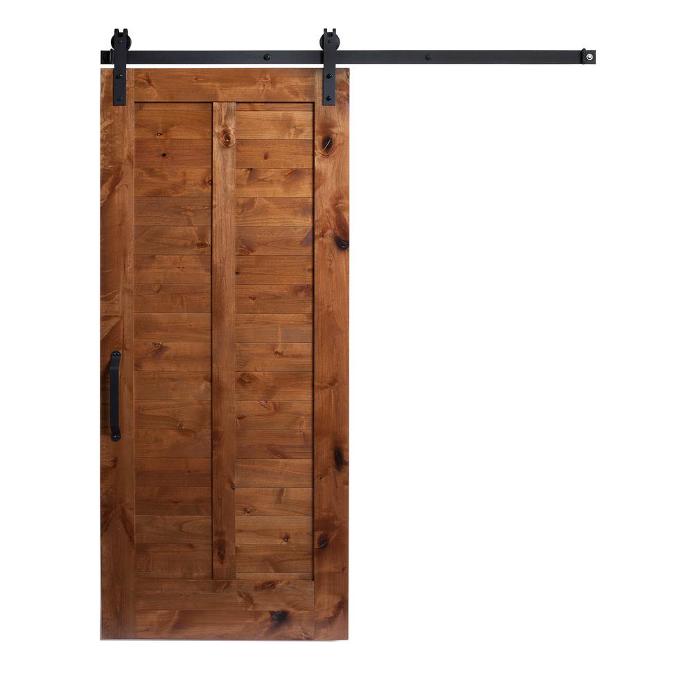 1 Panel Barn Doors Interior Closet The Home Depot 42 In X 84 Unassembled Stain And Clear Plantation Wood Barn Door With