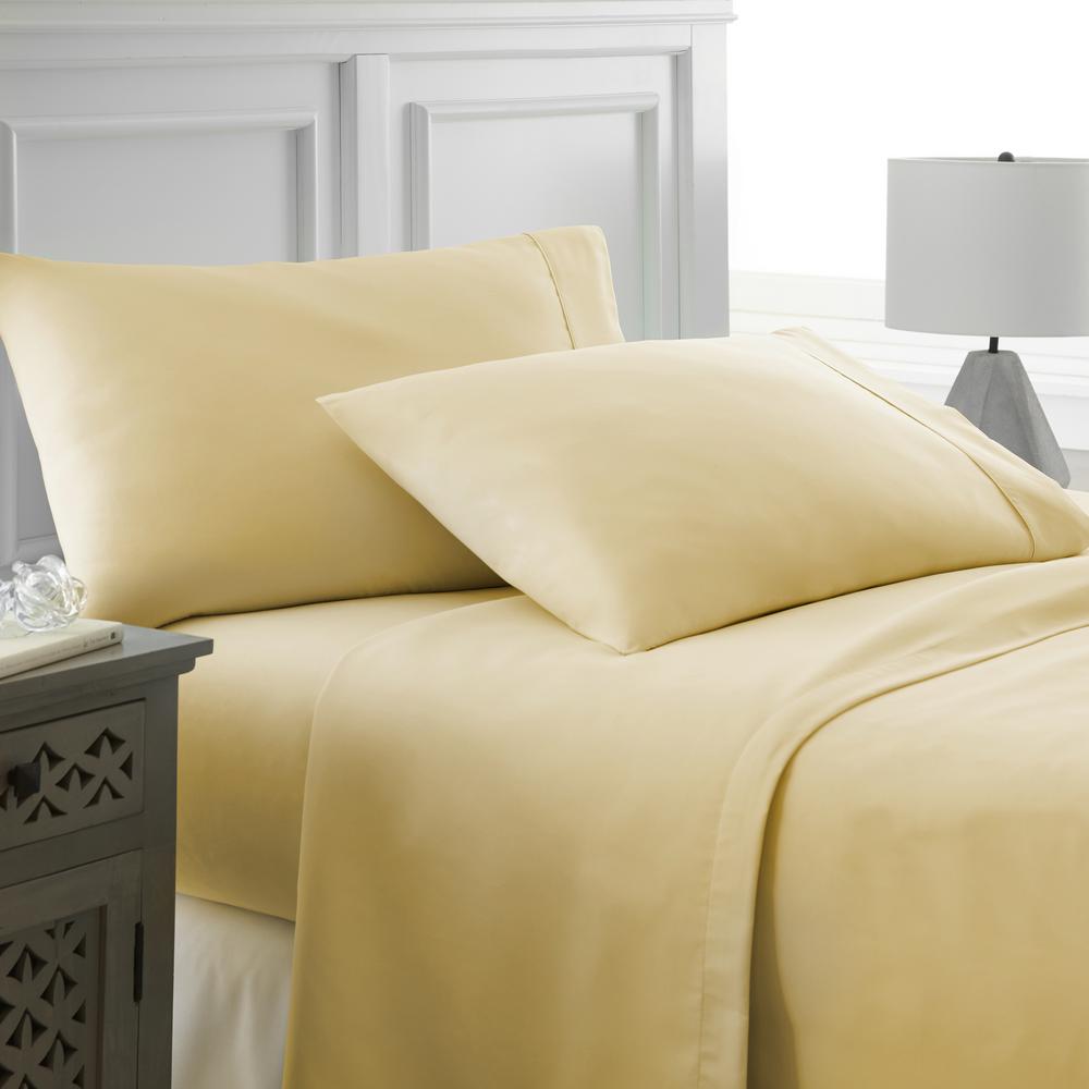 Elegant Comfort 1500 Series 4-Piece Gold Triple Marrow Embroidered