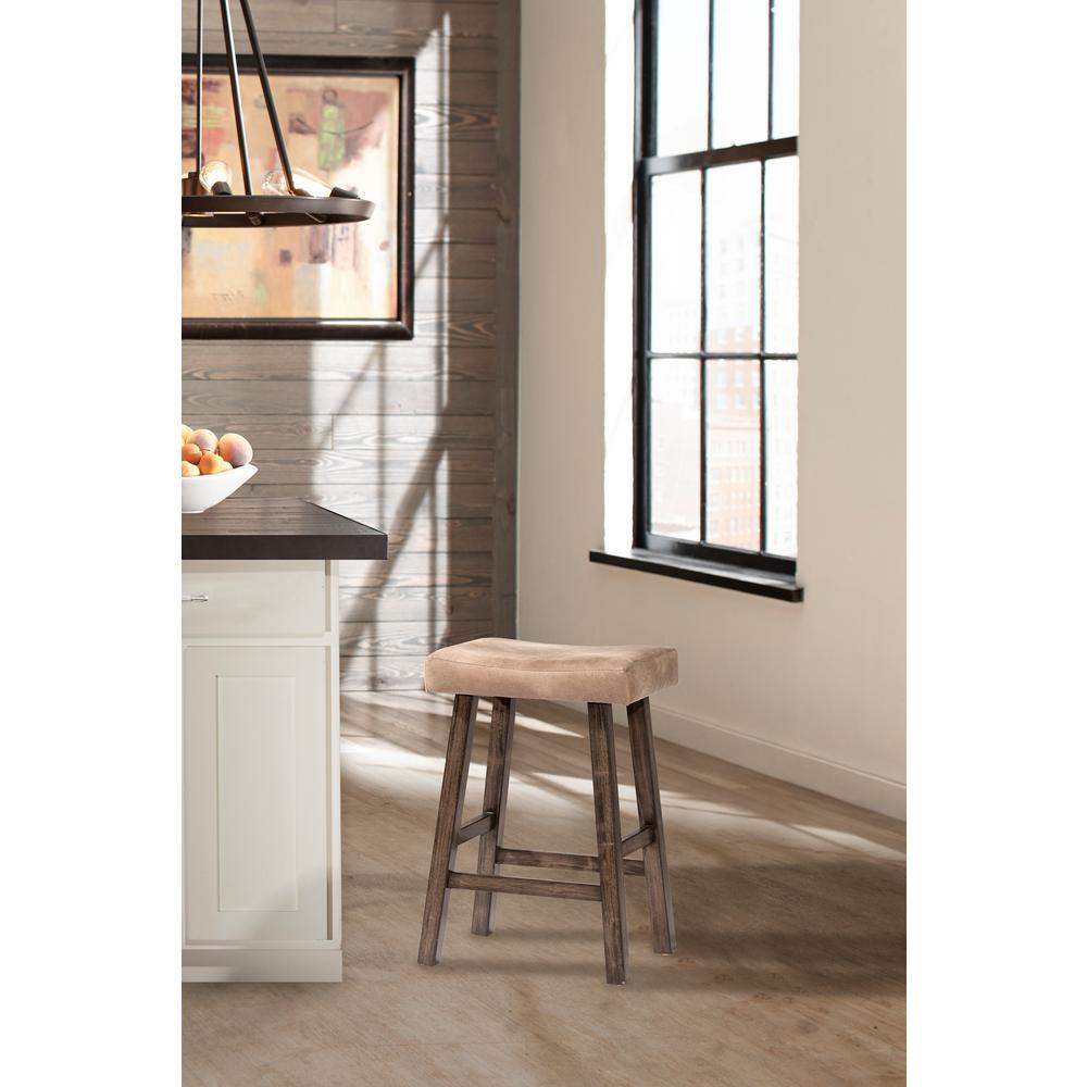 Hilale Furniture Saddle Rustic Gray Non Swivel Backless Bar Stool Hilale Furniture Saddle Rustic Gray Non Swivel Backless Bar Stool