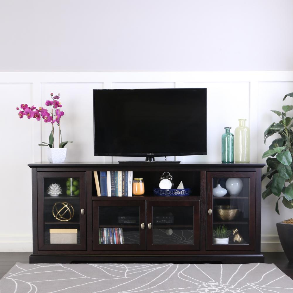 Walker Edison Espresso Wood Highboy Tv Media Stand Storage Console