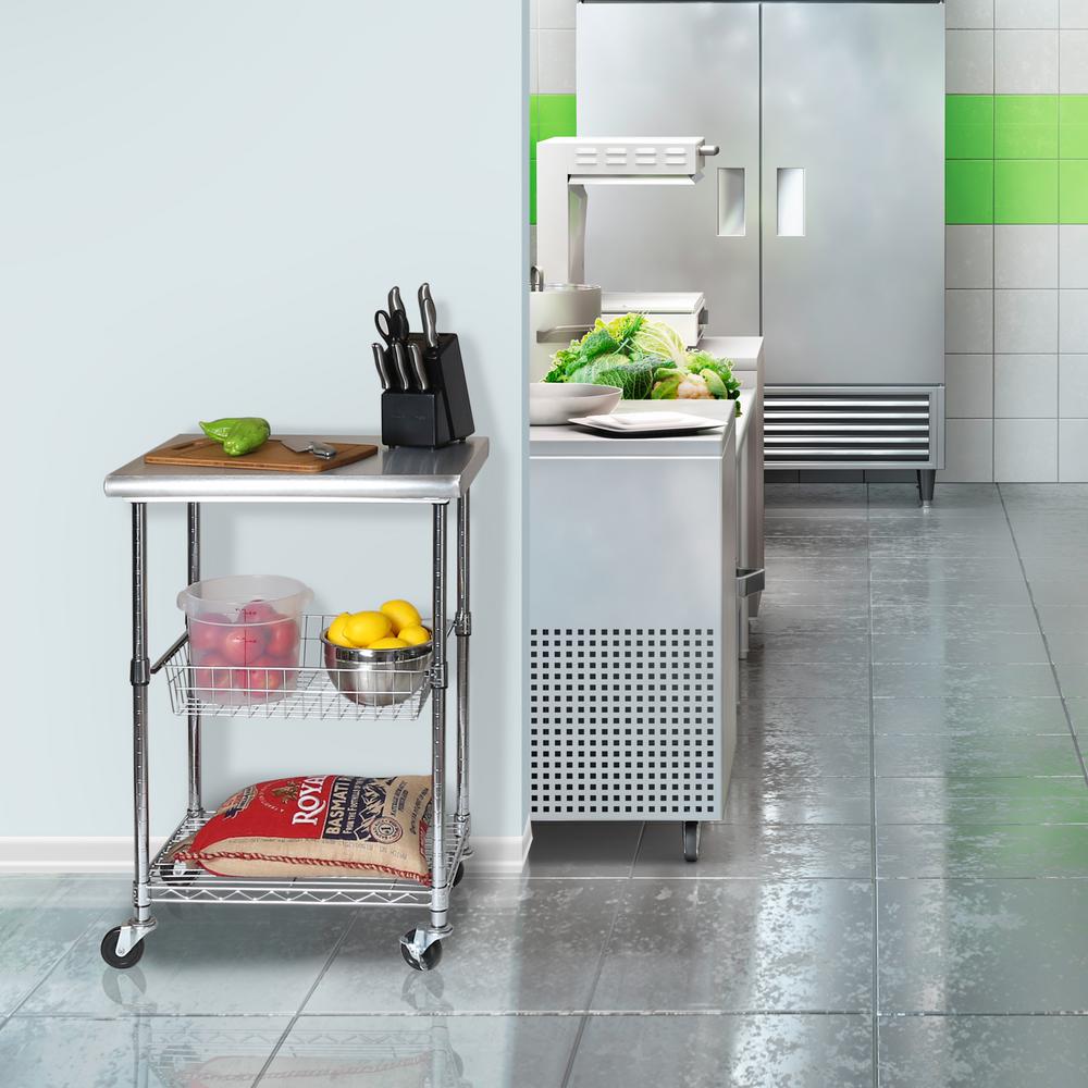 Seville Classics Stainless Steel Top Professional Kitchen Cart